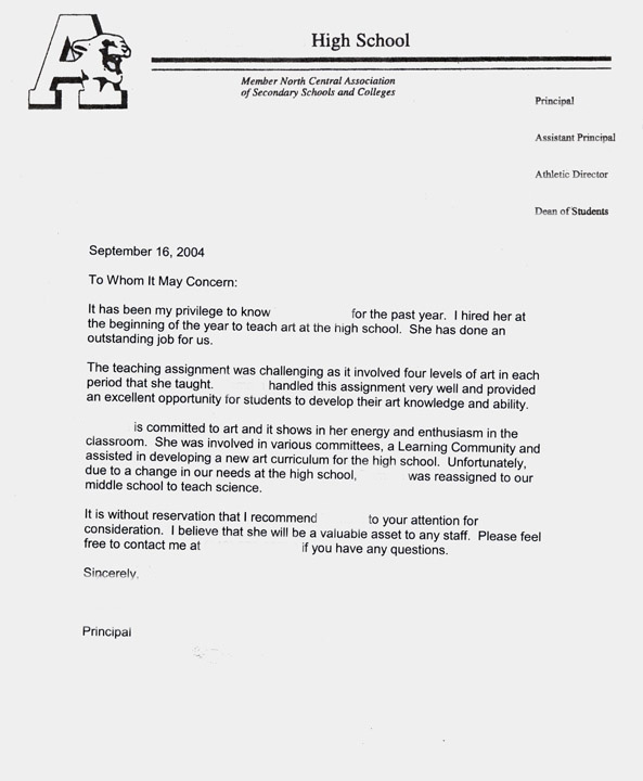 Letter Of Recommendation For A Principal From A Teacher from dreamartteacher.com